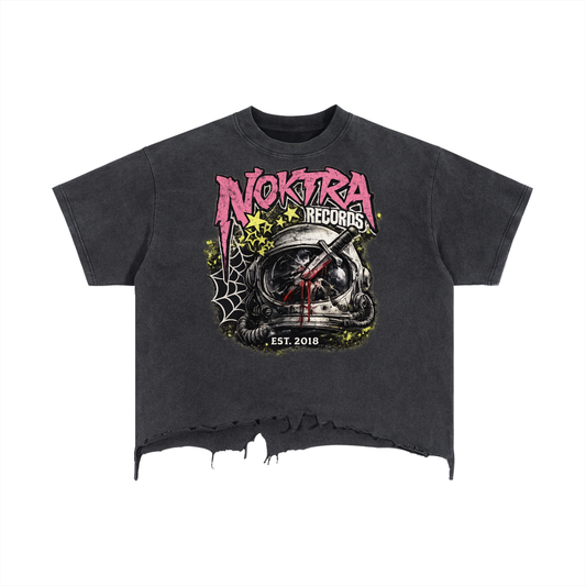 Nouvs x Noktra graphic tee Vintage Wash Boxy Distressed Hem T-Shirt